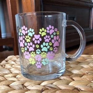 Glass Paw Print Heart Mug